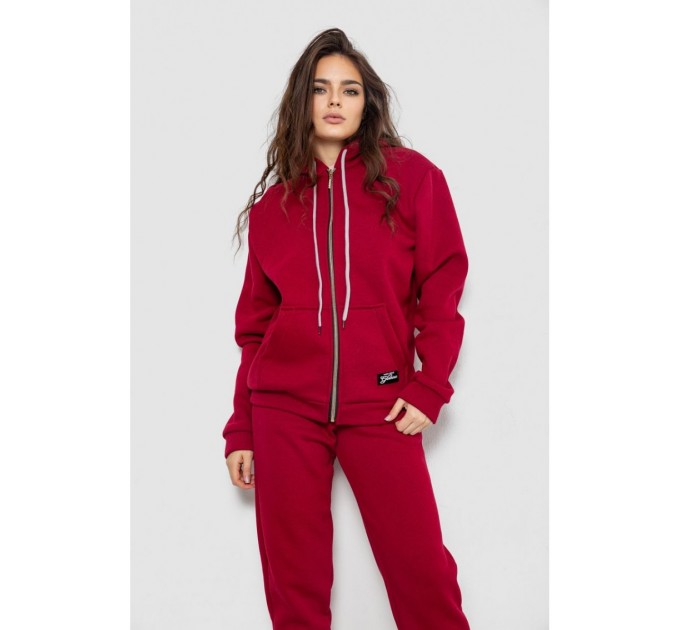Спортивний костюм жіночий на флісі, колір бордовий, 244R1555