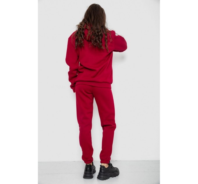 Спортивний костюм жіночий на флісі, колір бордовий, 244R1555