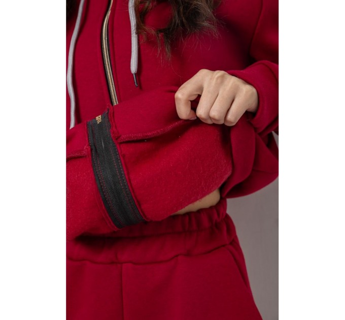 Спортивний костюм жіночий на флісі, колір бордовий, 244R1555