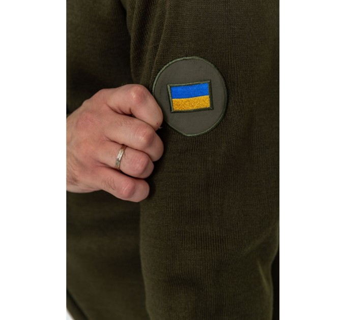 Гольф чоловічий з вишивкою тризуб, колір хакі, 161R07
