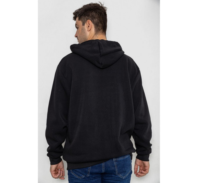Кофта мужская на флисе с капюшоном, цвет черный, 244R2559