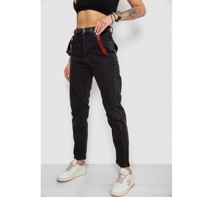 Джинсы женские Mom-fit, цвет черный, 182R9135
