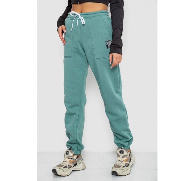 Спортивные брюки женские на флисе, цвет оливковый, 247R7556-1.