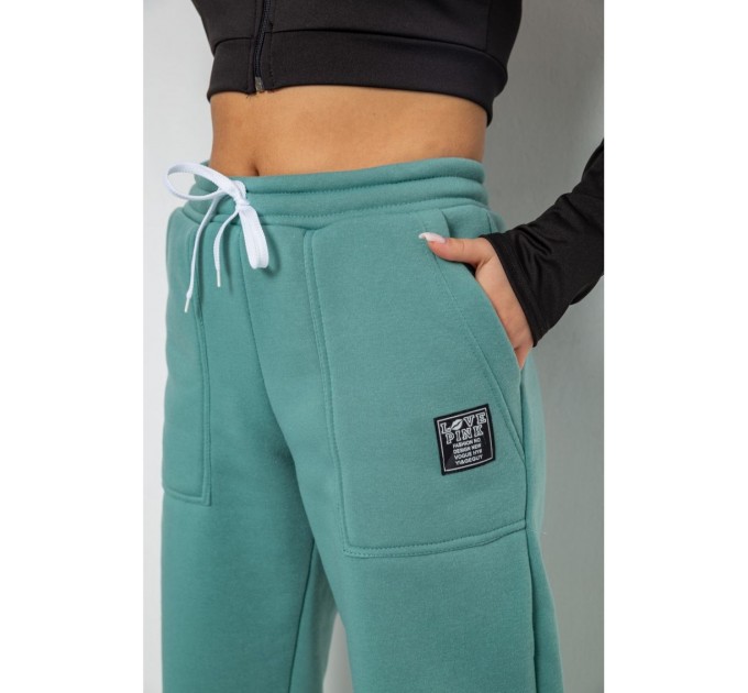 Спортивные брюки женские на флисе, цвет оливковый, 247R7556-1.