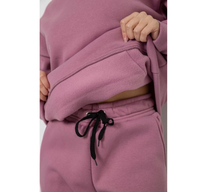 Спортивный женский костюм на флисе, цвет пудровый, 177R055