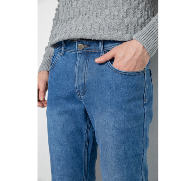Джинсы мужские на флисе, цвет джинс, 254R2407