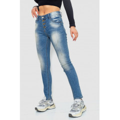 Джинсы женские с потертостями, цвет синий, 244RS04