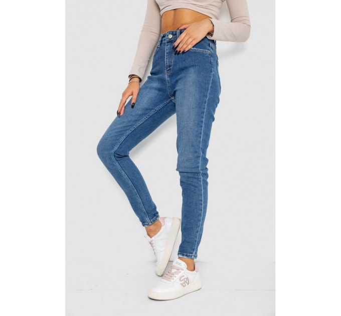 Джинси жіночі Mom-fit стрейч, колір синій, 244R1162