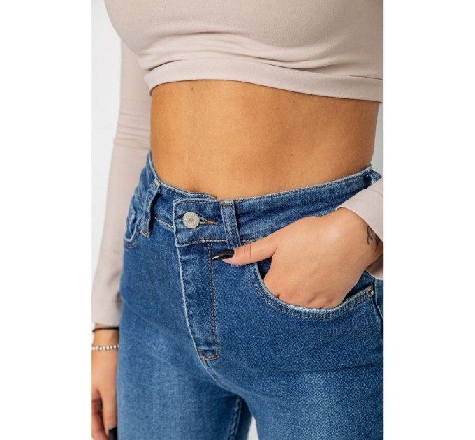 Джинси жіночі Mom-fit стрейч, колір синій, 244R1162
