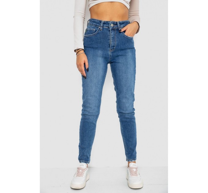 Джинси жіночі Mom-fit стрейч, колір синій, 244R1162