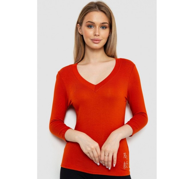Лонгслив укороченный с рукавом 3/4, цвет терракотовый, 186R508.