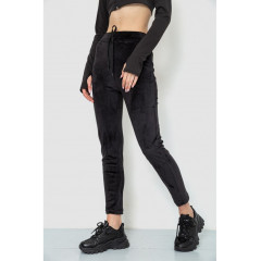 Спорт брюки женские велюровые, цвет черный, 244R5569
