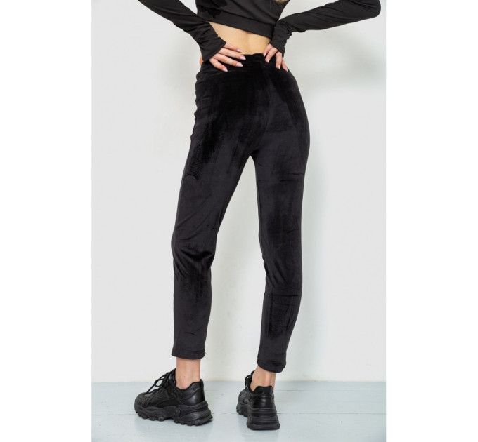 Спорт брюки женские велюровые, цвет черный, 244R5569