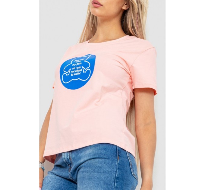 Женская футболка с принтом -уценка, цвет розовый, 221R3009-U-26