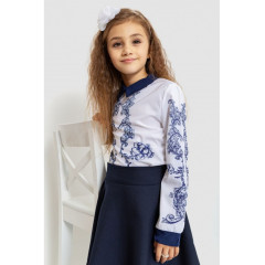 Блузка нарядная для девочек, цвет сине-белый, 172R026