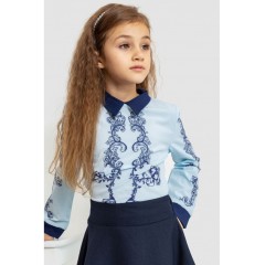 Блузка ошатна для дівчаток, колір синьо-білий, 172R026