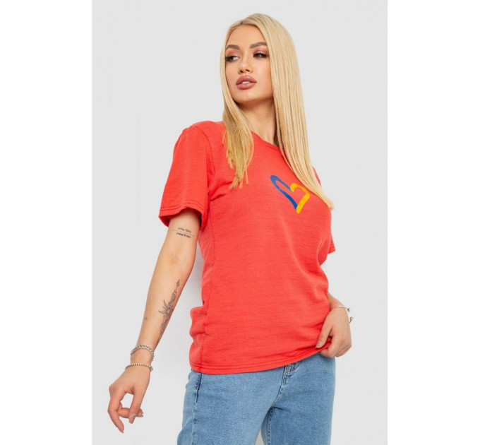 Женская футболка с принтом, цвет коралловый, 238R330