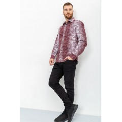 Сорочка чоловіча в смужку, колір біло-бордовий, 131R140125