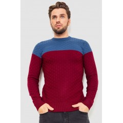 Свитер мужской двухцветный, цвет бордово-синий, 161R1205.