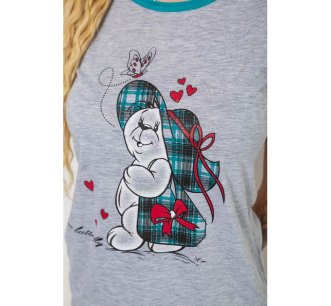 Женская пижама с принтом, цвет серо-бирюзовый, 238RB40