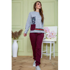 Ангоровый женский костюм, серо-бордового цвета, 172R1228.