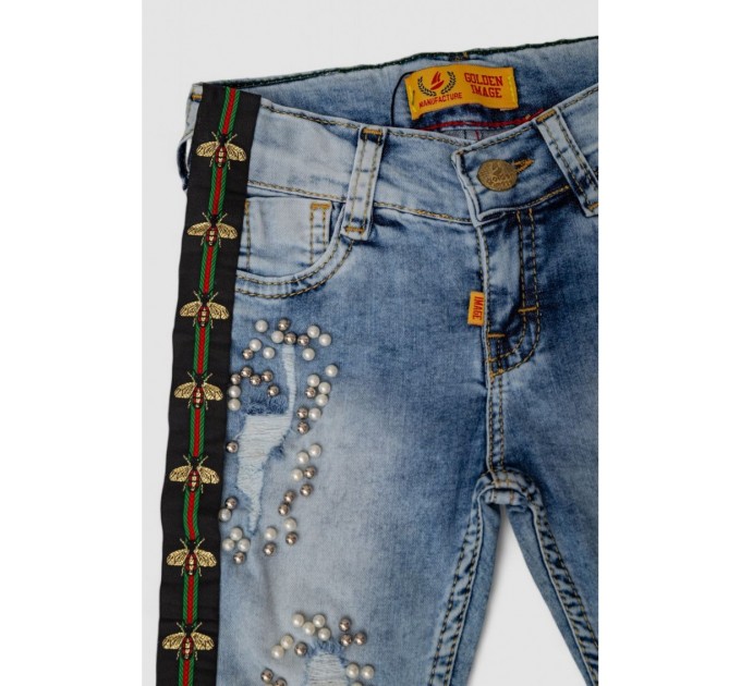 Капри джинсовые для девочек, цвет голубой, 247R2606-1