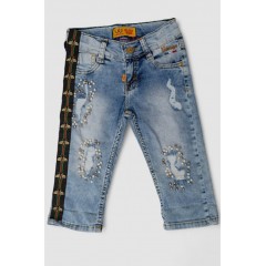 Капри джинсовые для девочек, цвет голубой, 247R2606-1