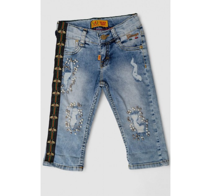 Капри джинсовые для девочек, цвет голубой, 247R2606-1