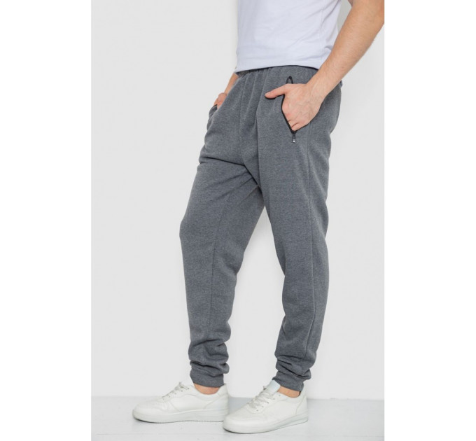 Спорт мужские брюки на флисе, цвет серый, 244R41508