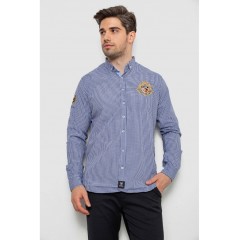 Рубашка мужская в клетку, цвет голубой, 214R9030