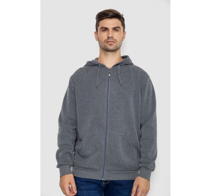 Кофта мужская на флисе с капюшоном, цвет серый, 244R2493.