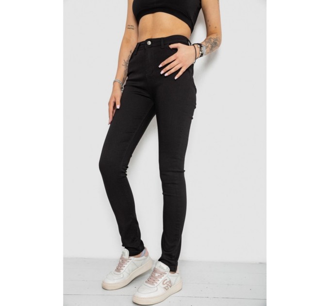 Джинсы женские Skinny стрейч, цвет черный, 182R9676