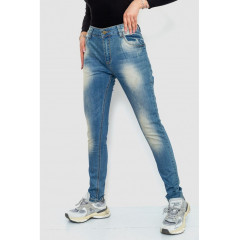Джинсы женские с потертостями, цвет синий, 244RS05