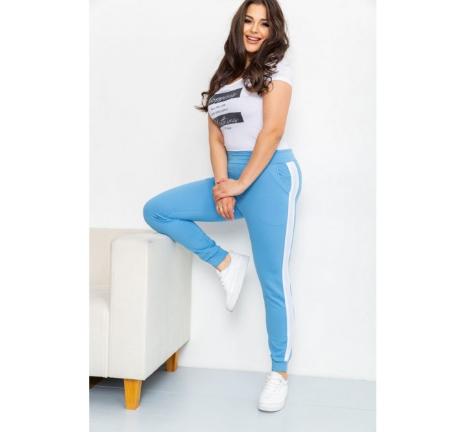 Спорт штани жіночі двонитка, колір блакитний, 219RB-3004