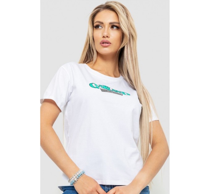 Женская футболка с принтом, цвет белый, 221R3008-1