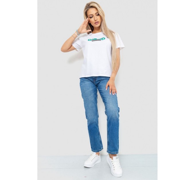 Женская футболка с принтом, цвет белый, 221R3008-1