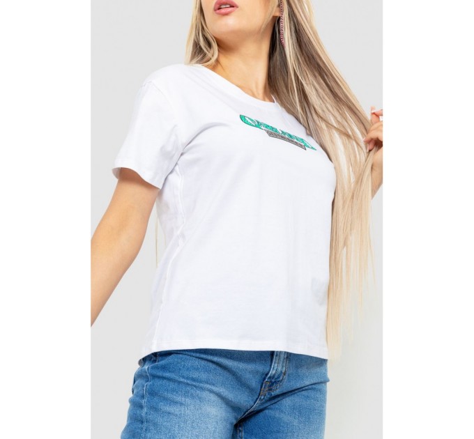 Женская футболка с принтом, цвет белый, 221R3008-1