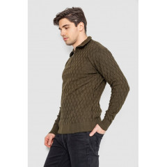 Свитер мужской однотонный, цвет хаки, 161R905