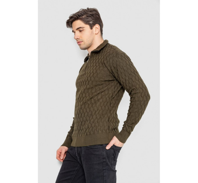 Свитер мужской однотонный, цвет хаки, 161R905