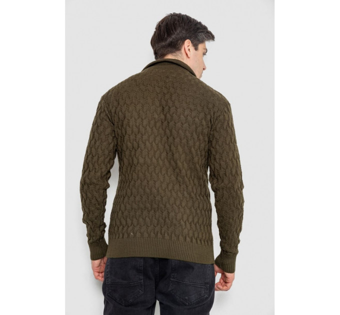 Свитер мужской однотонный, цвет хаки, 161R905