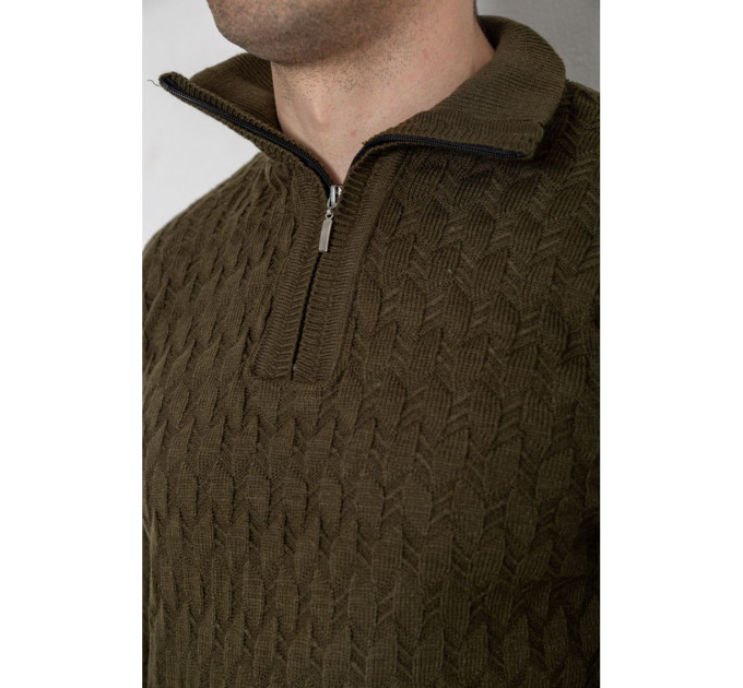 Свитер мужской однотонный, цвет хаки, 161R905