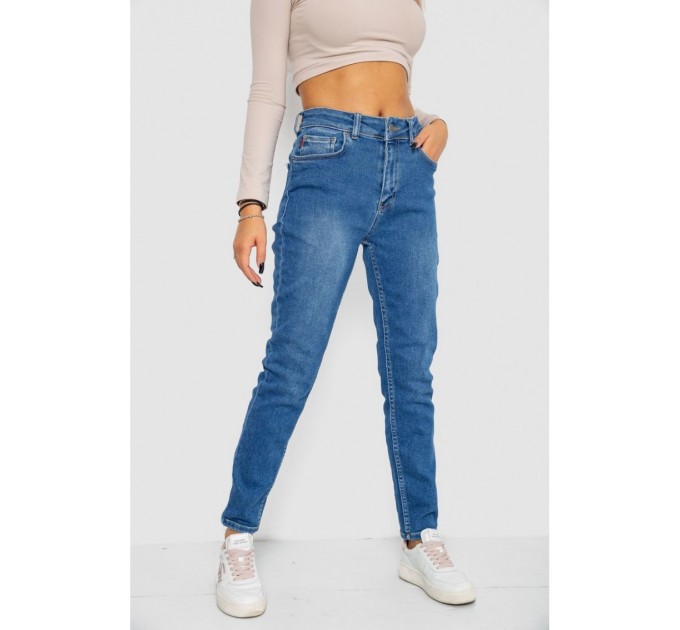 Джинси жіночі Mom-fit стрейч, колір синій, 244R1133