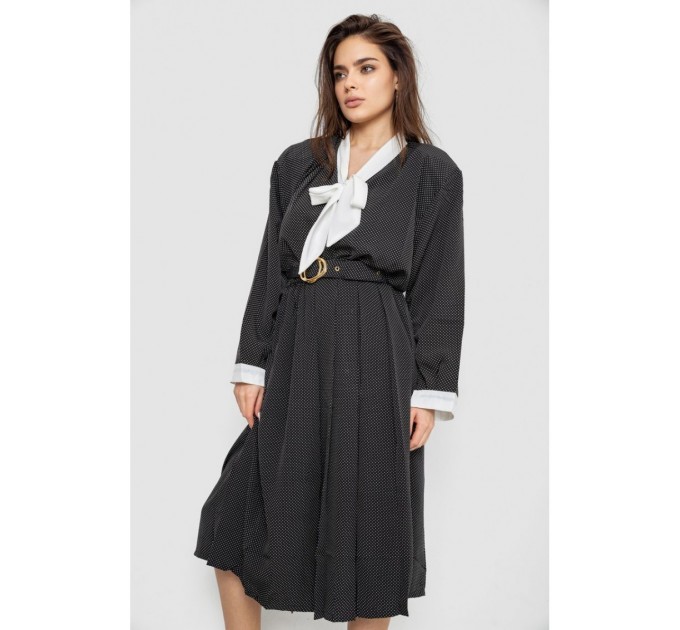 Костюм женский классический в горох, черно-белый, 167R3002