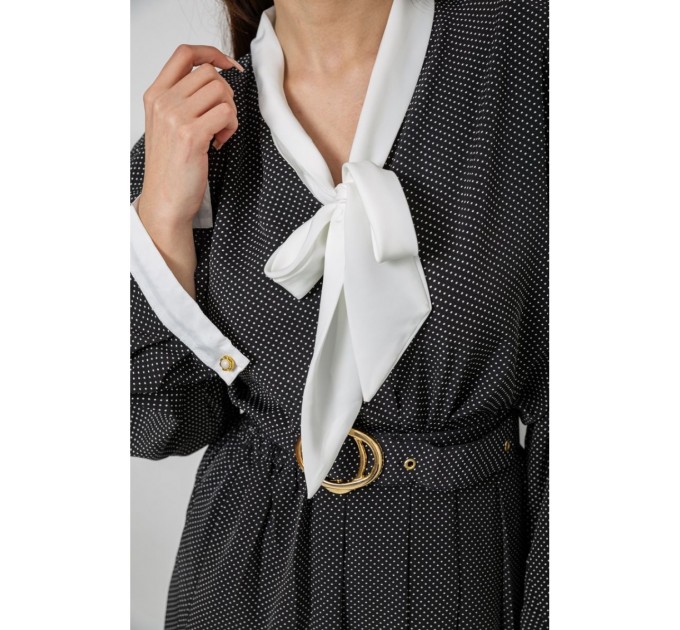 Костюм женский классический в горох, черно-белый, 167R3002