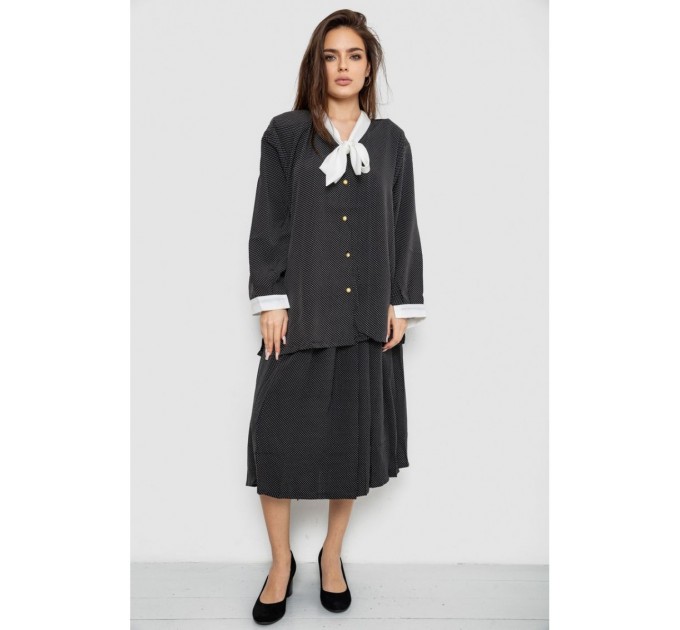 Костюм женский классический в горох, черно-белый, 167R3002