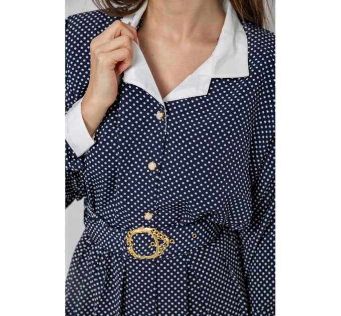 Костюм жіночий класичний у горох, колір синьо-білий, 167R3001