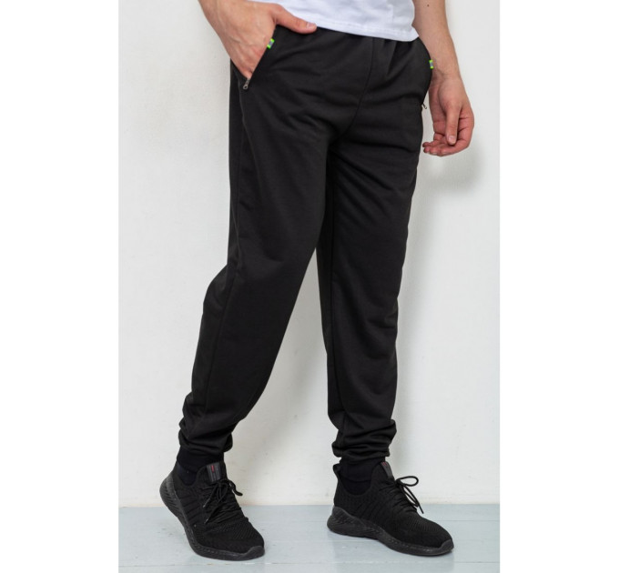 Спорт брюки мужские двунитка, цвет черный, 244R41298