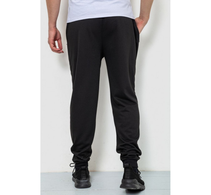 Спорт брюки мужские двунитка, цвет черный, 244R41298