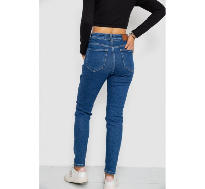 Джинсы женские Mom-fit стрейч, цвет синий, 244R1132