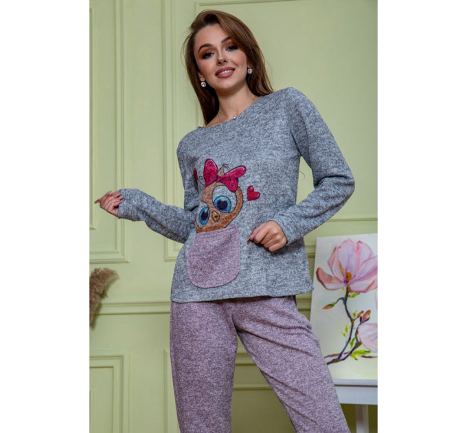 Женский костюм брюки + кофта, серо-пудрового цвета, 172R1211.
